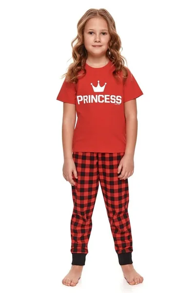 Dívčí pyžamo Princess II červené červená Dn-nightwear