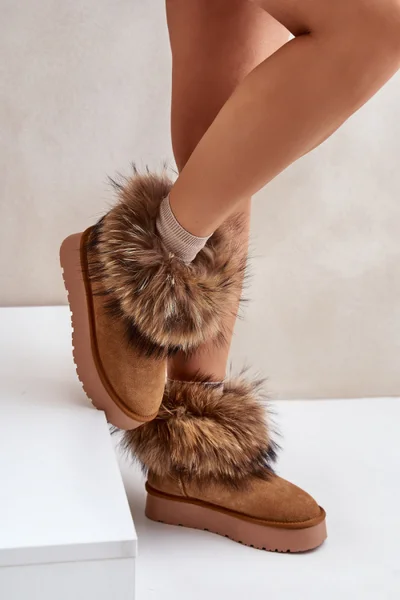 Dámské semišové sněhule s kožešinou - SWEET SHOES