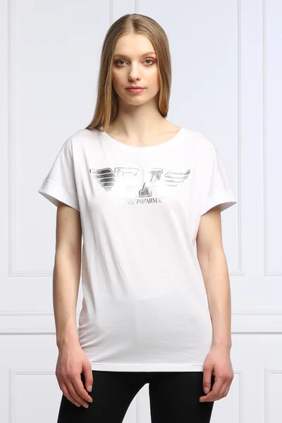 Dámské triko s krátkým rukávem -  - v bílé barvě - Emporio Armani