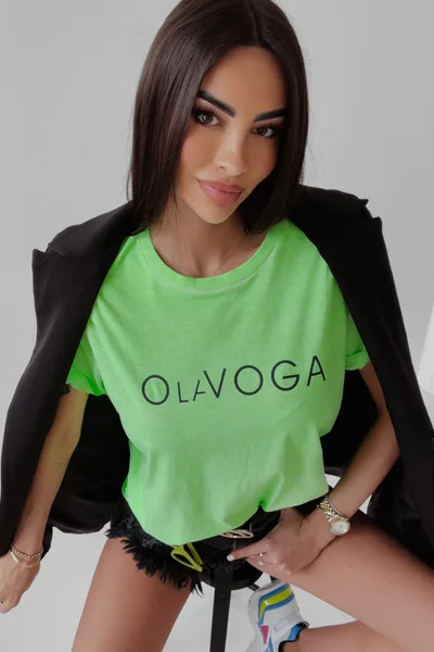 Zelené bavlněné tričko s logem Ola Voga pro dámy