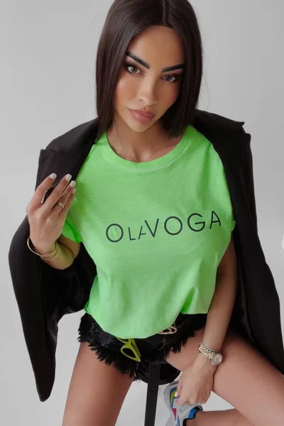 Zelené bavlněné tričko s logem Ola Voga pro dámy