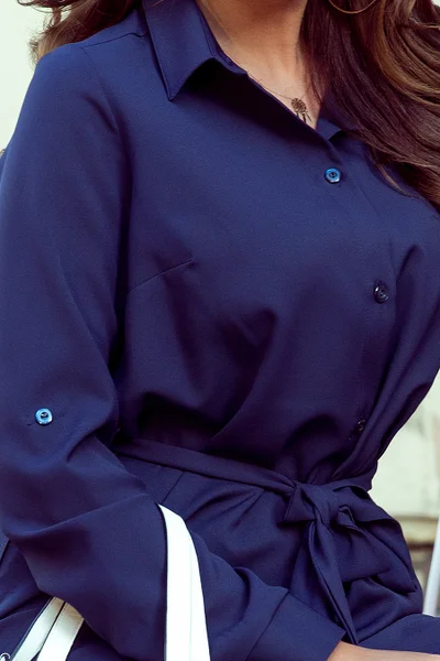 Dámské tmavě modré šaty na knoflíky Numoco