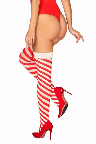 Dámské vánoční punčochy Kissmas stockings - Obsessive červená