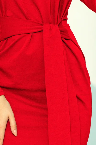 Dámské červené šaty se širokým páskem Numoco