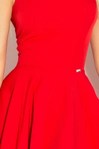 Dámské červené šaty s volnou širokou sukní Numoco