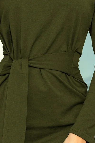 Dámské šaty v khaki barvě se širokým páskem Numoco