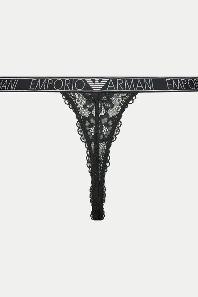 Dámská černá tanga s krajkou - Emporio Armani