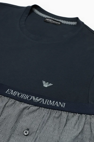 Pánské proužkované pyžamo - tmavě modré - Emporio Armani