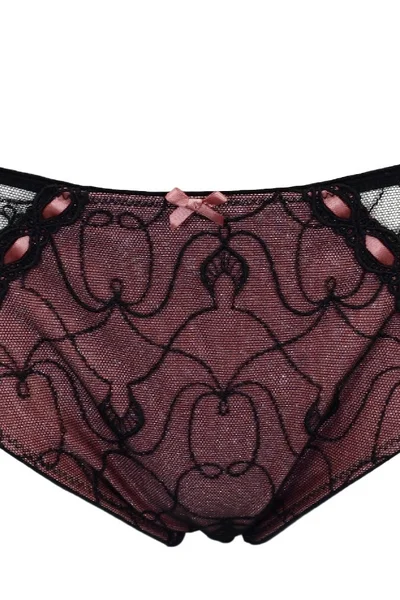 Růžové luxusní dámské kalhotky Felina s černou krajkou