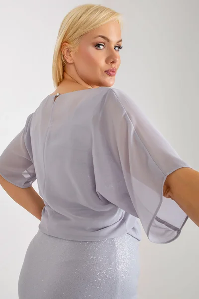 Dámské plus size šaty šedé mini délky - FPrice