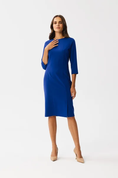 Modré elegantní tužkové šaty STYLOVE