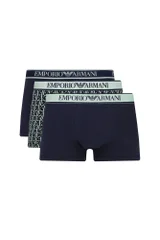 Emporio Armani pánské boxerky tmavě modré se zelenou - 3 ks