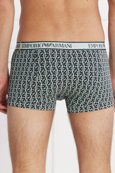 Emporio Armani pánské boxerky tmavě modré se zelenou - 3 ks