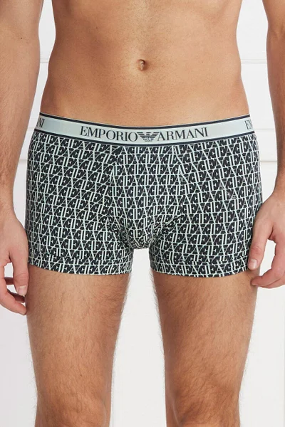 Emporio Armani pánské boxerky tmavě modré se zelenou - 3 ks