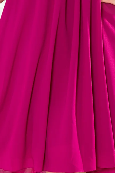 ALIZEE - Dámské šifonové šaty ve fuchsiové barvě se zavazováním  Numoco
