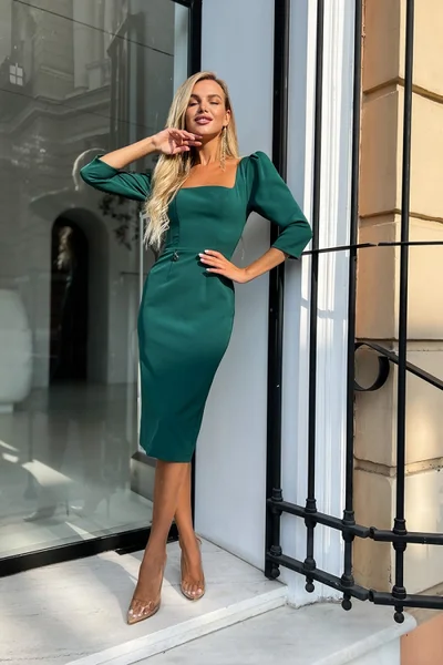 Zelená Elegantní Tužkové Šaty - ZELENÁT