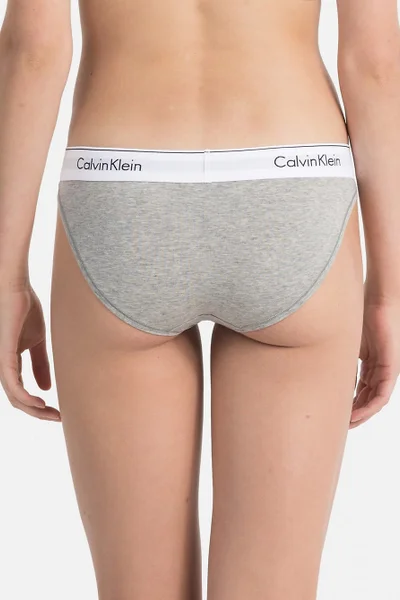 Šedé spodní kalhotky Calvin Klein s bílým pasem