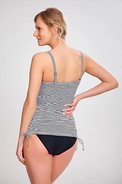 Černobílý tankini vrchní díl Anya Stripe s kosticemi