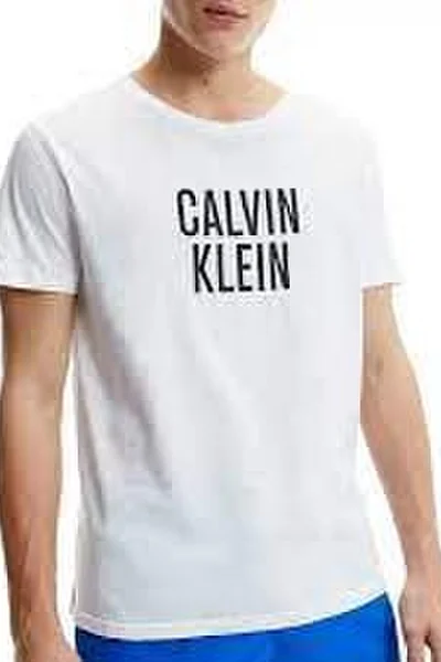 Pánské tričko s monogramem CK v bílé barvě - Calvin Klein