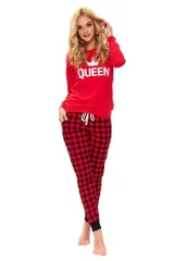 Dámské pyžamo Queen červené dlouhé Červená Dn-nightwear