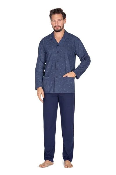 Modré pánské pyžamo s knoflíky - Pohodlný Tom