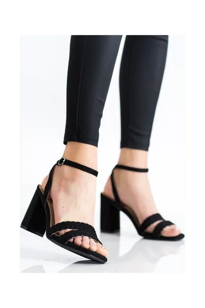 Dámské semišové sandálky na širokém podpatku - Kylie crazy černá Gemini