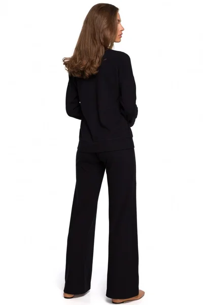 Černé pletené kalhoty s elastickým pasem STYLOVE