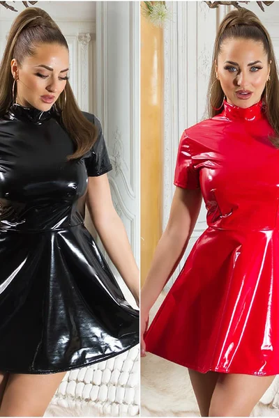 Červené Dámské Sexy Latexové Šaty - Koucla