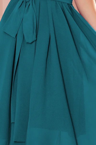 ALIZEE - Dámské šifonové šaty v mořské barvě se zavazováním  Numoco