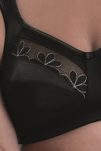 Bezkosticová černá podprsenka Classix od značky Anita s květinovou výšivkou