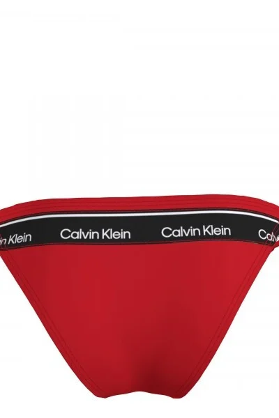 Dámské červené plavkové kalhotky s vázáním - Calvin Klein