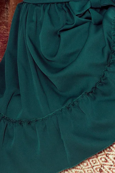 Zelené dámské šaty s volánky Numoco