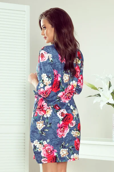 Pohodlné dámské oversize šaty s květinovým vzorem na džínovině Numoco