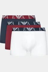 Pánské boxerky set bílo-vínové-tmavě modré - Emporio Armani