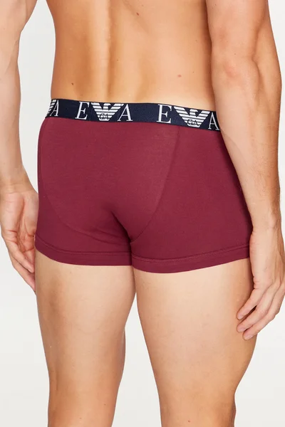 Pánské boxerky set bílo-vínové-tmavě modré - Emporio Armani