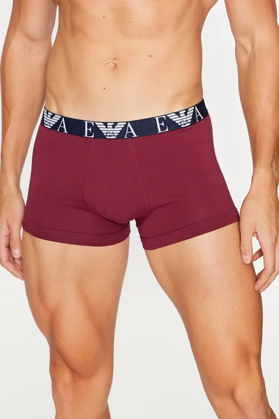 Pánské boxerky set bílo-vínové-tmavě modré - Emporio Armani