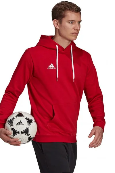 ADIDAS červená pánská mikina s kapucí