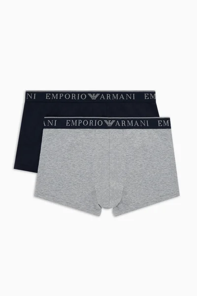 Pánské boxerky šedo-modré dvojbalení - Emporio Armani