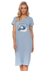 Modrá bavlněná noční košilka s potiskem lenochoda