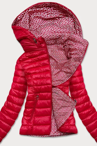 Červená dámská prošívaná bunda s kapucí - Warm&Chic