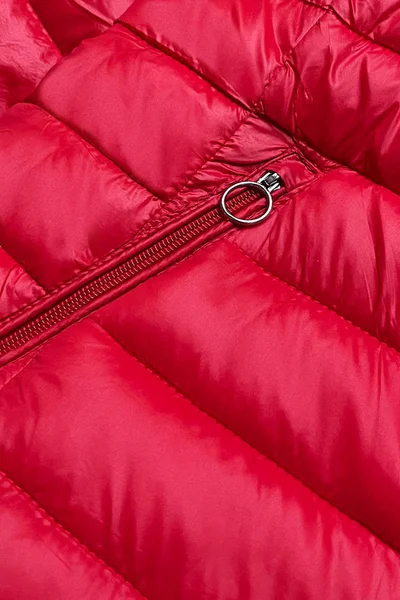 Červená dámská prošívaná bunda s kapucí - Warm&Chic