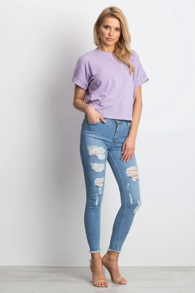 Dámské tričko FPrice v barvě světle fialová s elastanem