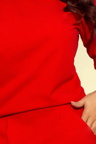 Dámské červené šaty s dlouhými rukávy Numoco