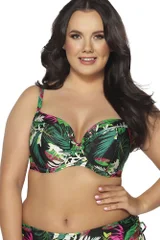 Plus Size vícebarevný horní díl plavek Tropical Ava