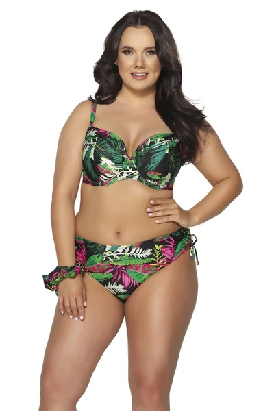 Plus Size vícebarevný horní díl plavek Tropical Ava