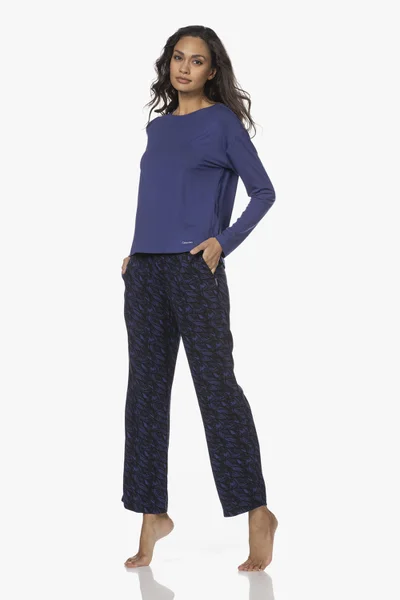 Dámské pyžamové kalhoty VFR - modročerná - Calvin Klein