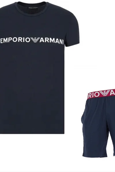 Pánské pyžamo krátké -  - tmmodré - Emporio Armani