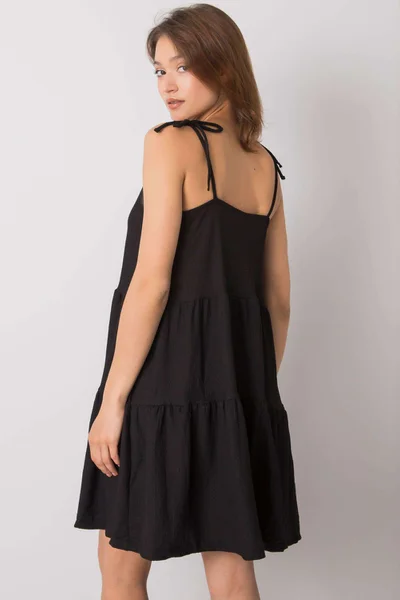 Černé šaty s volánkem - RUE PARIS Elegantní
