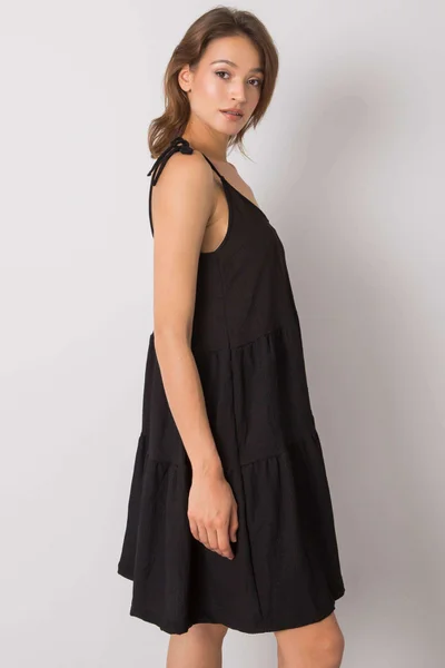 Černé šaty s volánkem - RUE PARIS Elegantní