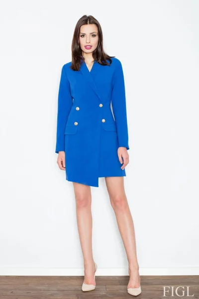 Modrý elegantní kabát pro ženy - Figl M447